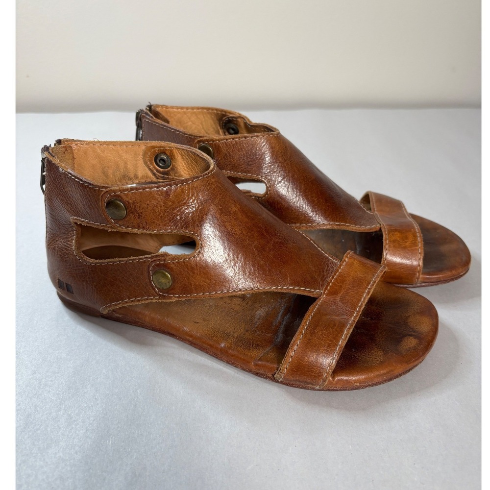 Bed Stu Womens Brown Soto Leather Sandals Size 6 Boho Gladiator Rustic Flats - Picture 2 of 12